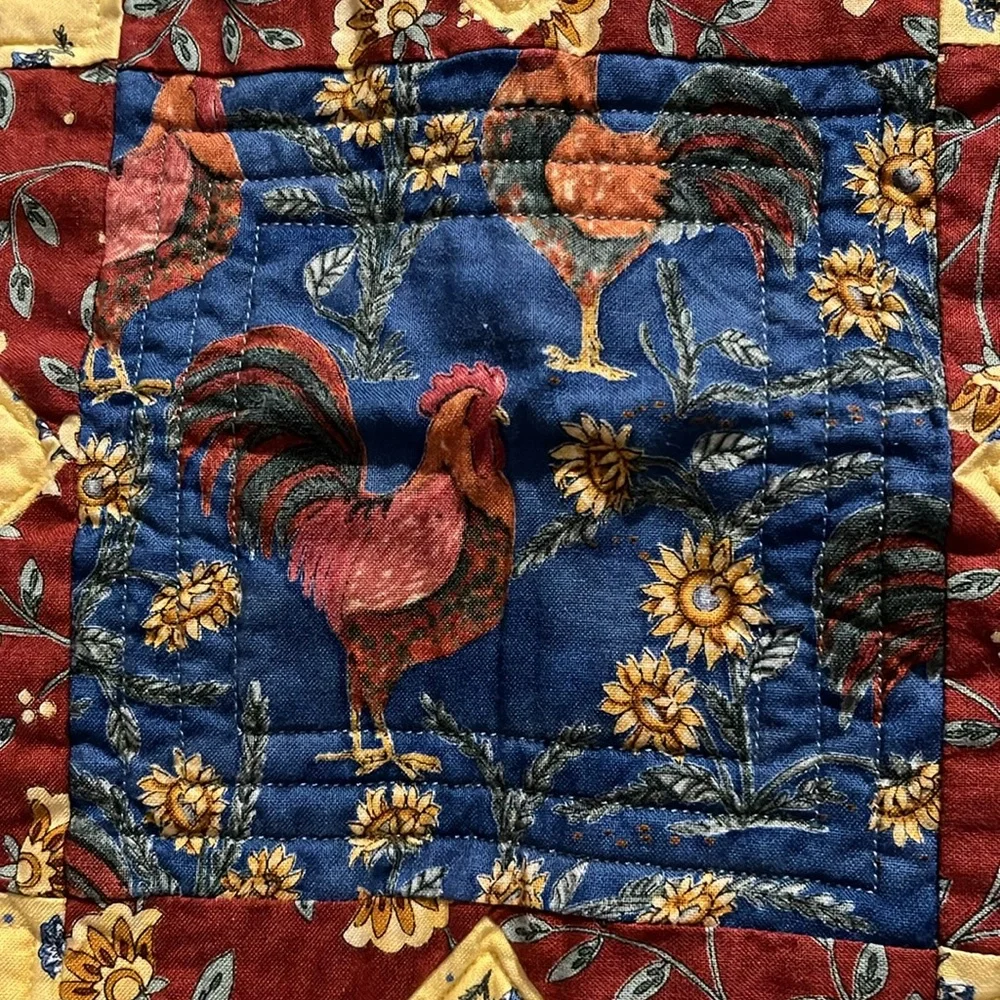 Quilted Wall Hanging German Star w/ Rooster Tuscan Kitchen Tuscan Colors